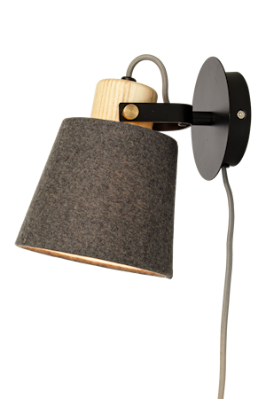 Geilo Vägglampa Svart/Grå/Trä IP20