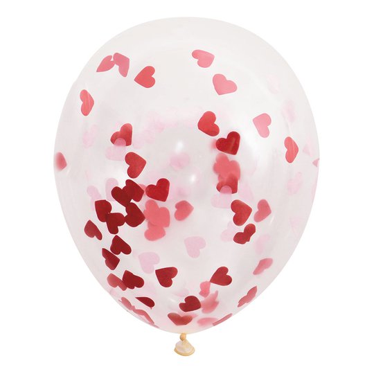 Konfettiballonger Hjärtan Stora - 5-pack
