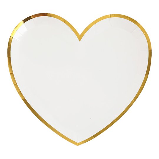 Pappersassietter Hjärtformade Vit/Guld - 10-pack
