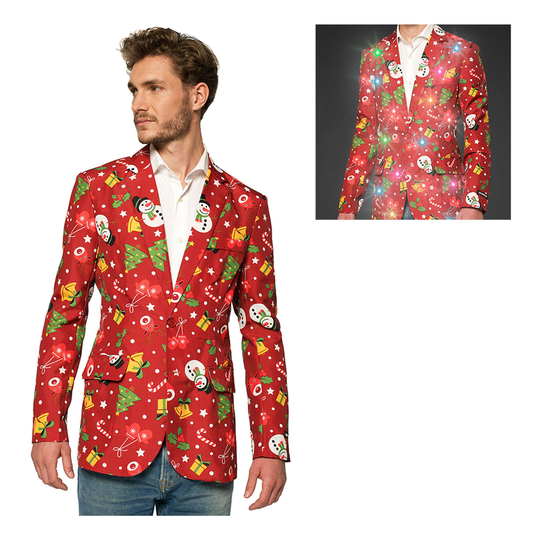 Suitmeister Christmas Red Icons Light Up Kavaj Herr - Small