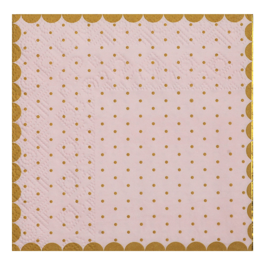 Kaffeservetter Prickiga Rosa/Guld - 20-pack