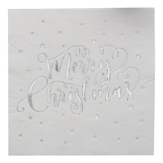 Servetter Merry Christmas Silver - 20-pack