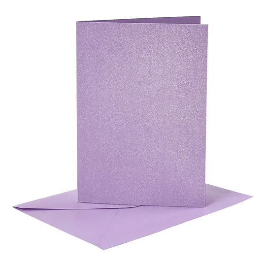 Kort med Kuvert Lila Glittrigt - 4-pack