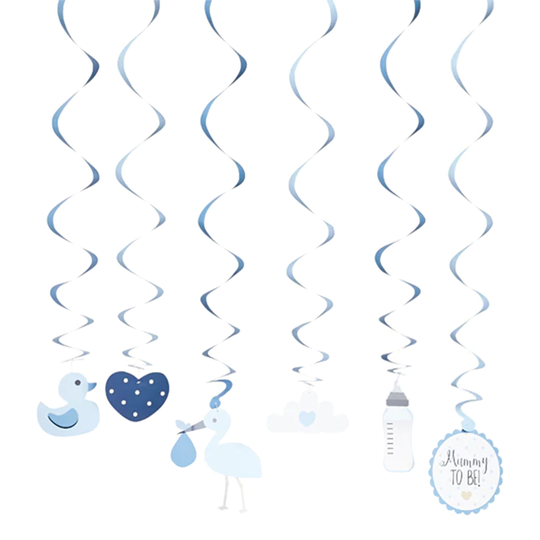 Swirls Baby Shower Blå - 6-pack