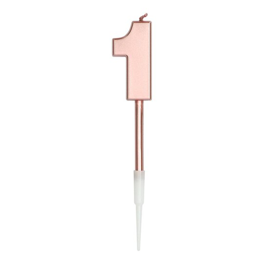 Tårtljus Roséguld Metallic - Siffra 1