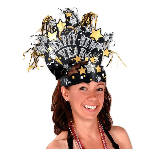 Diadem Happy New Year med Tofsar - One size