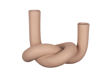 Knot Double Ljusstake Keramik Brun