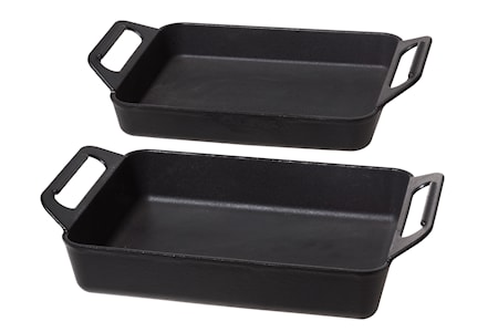 Gjutjärnspanna set om 2 Svart