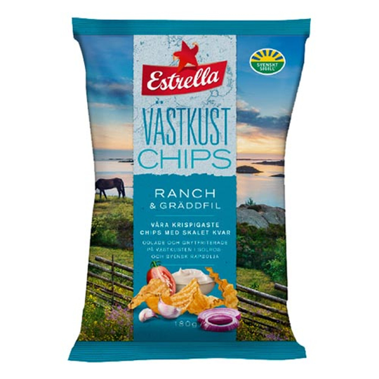 Estrella Västkustchips Ranch & Gräddfil - 180 gram