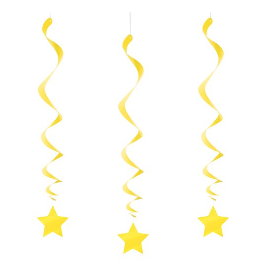 Hängande Dekoration Stjärnor Gula - 3-pack