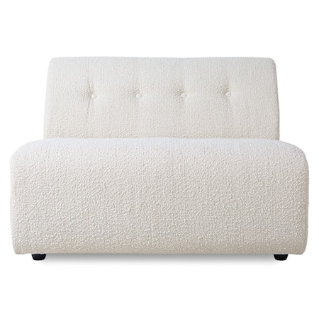 Vint couch: Element mitt 1,5-sits Boucle Gräddvit