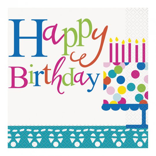 Servetter Happy Birthday Turkos - 16-pack