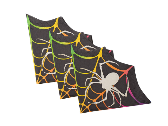 Servetter Spindel Halloween Neon - 20-pack