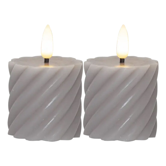 LED Blockljus Twist Grå - 2-pack