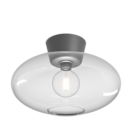 Bullo XL Plafond Ø38 cm Oxidgrå/Klar