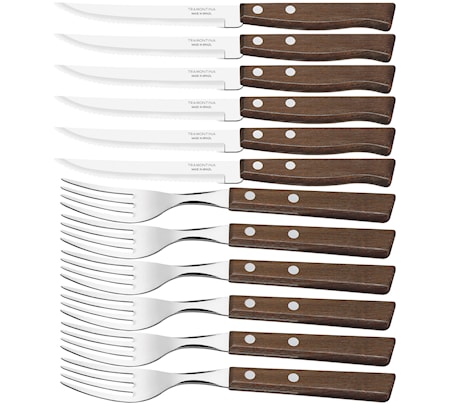 Churrasco Grillbestickset Mörkbrun 12 delar