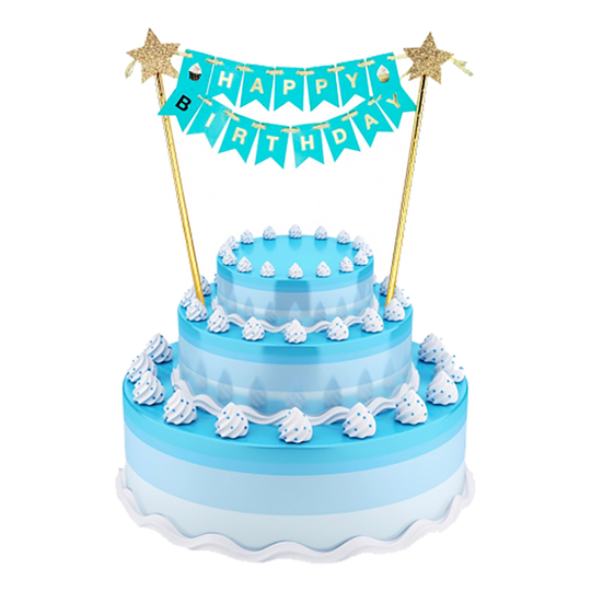 Tårtdekoration Happy Birthday Turkos