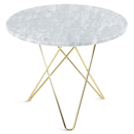 O Table Matbord Mässing/Vit Marmor Ø80