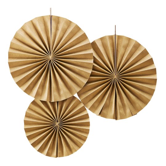 Pappersfjädrar Guld Glitter Hängande Dekoration - 3-pack