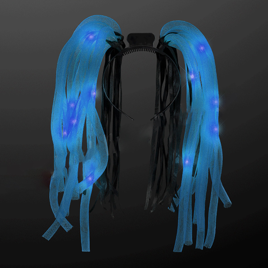 LED Diadem med Dreadlocks - Blå