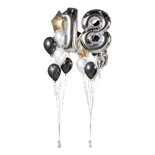 Ballongbukett Happy Birthday 18 Silver