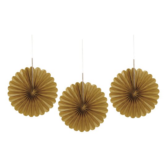 Pappersfjädrar Guld Mini - 3-pack