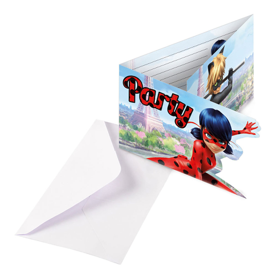 Inbjudningskort Miraculous - 8-pack