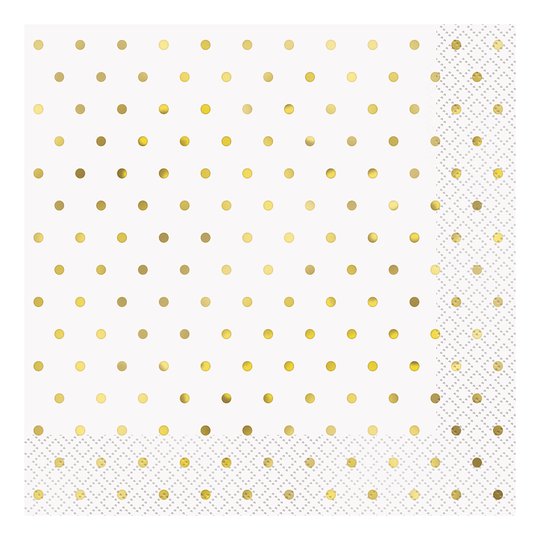 Servetter Guld Polka Dot - 16-pack
