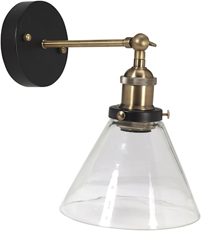 Lambda Vägglampa Svart/mäss Klar 18cm