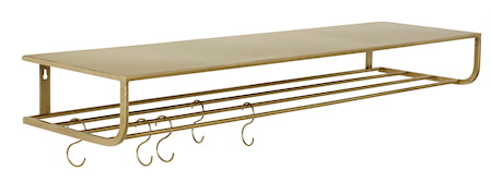 Vägghylla med krokar - Guld