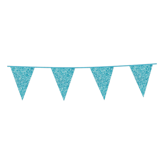Flaggirlang Babyblå Glitter - 600 cm