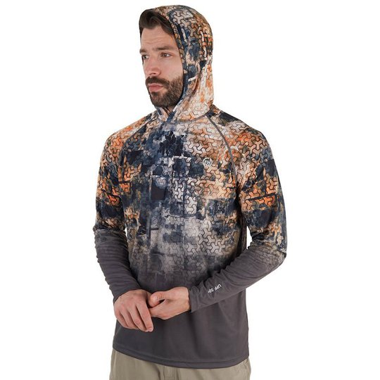 FHM Mark Hoodie V2 Grey Orange UPF 50+ fisketröja XXXXL