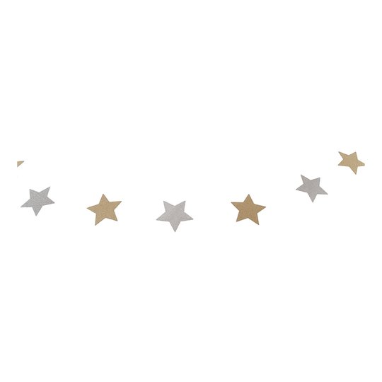 Glittergirlang Stjärnor Guld/Silver