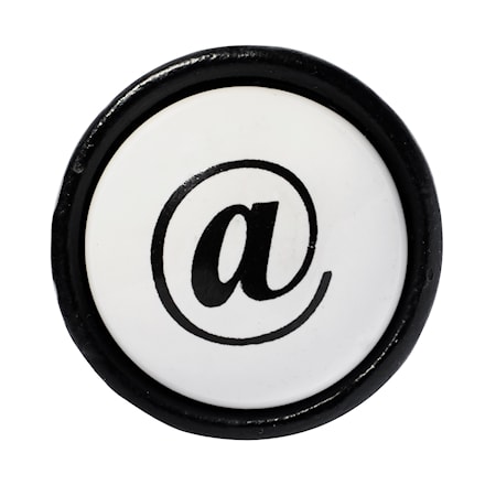 Porslinsknopp '@' Ø 3cm - Vit