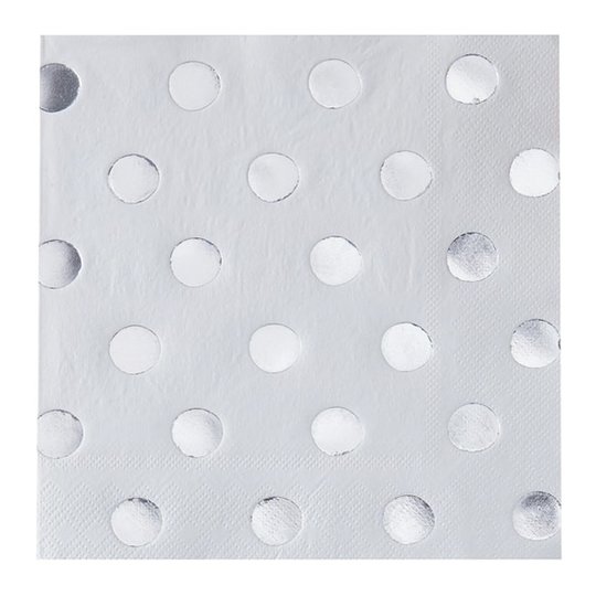 Servetter Silver Polka Dot Metallic - 20-pack
