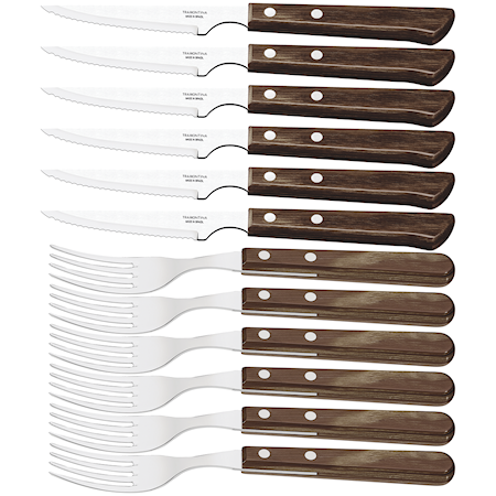 Churrasco Bestickset 12 delar Mörkbrunt handtag