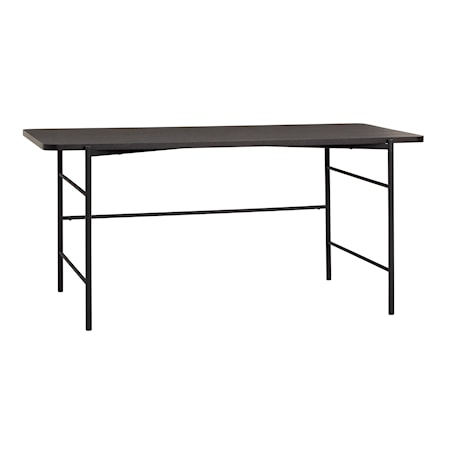 Skrivebord, metal/træ, FSC sort