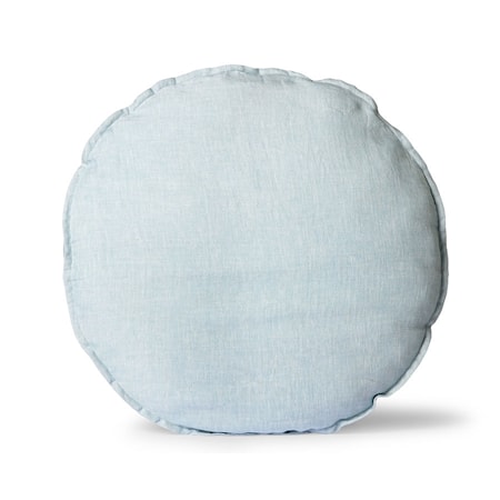 Linen Stolsdyna Rund ice Blue 60 cm