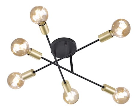 Cross Plafond 6L E27 Svart/Guld