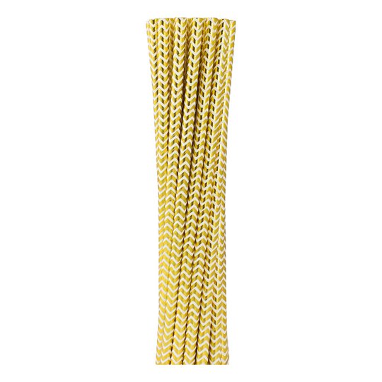 Papperssugrör Guld Chevron - 12-pack