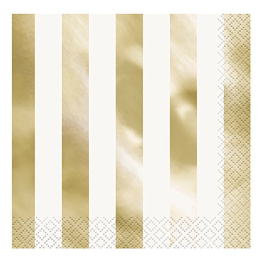 Servetter Guld/Vit Randiga - 16-pack