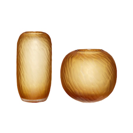 Vase Glas Bärnsten 2 st (20x19 cm & 15x30 cm)