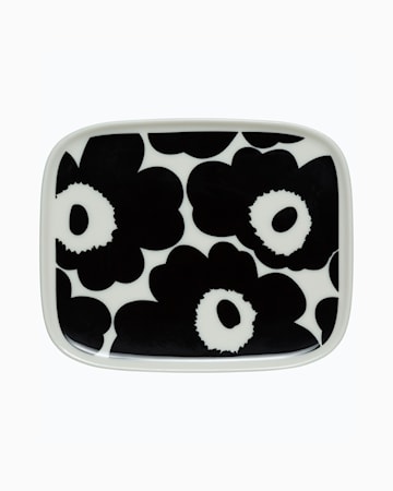 Oiva/Unikko Tallrik 15x12 cm Svart-Vit