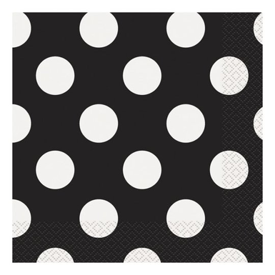 Servetter Svarta Prickiga - 16-pack
