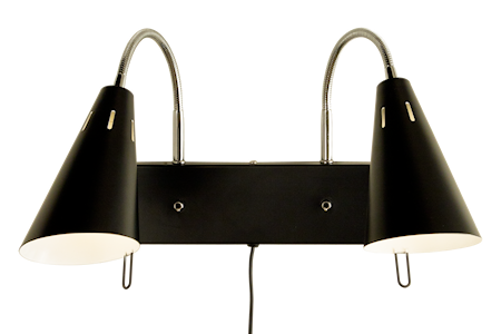 Eva Vägglampa Dubbel Svart/Krom IP20