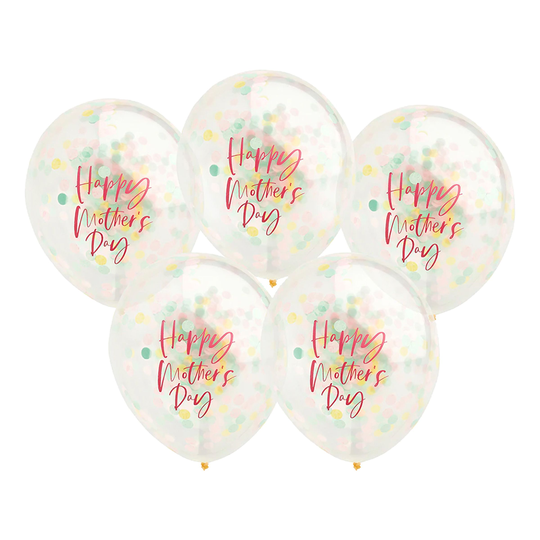 Konfettiballonger Happy Mothers Day - 5-pack