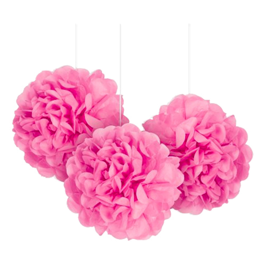 Pom Pom Mini Rosa Hängande Dekoration - 3-pack