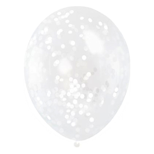 Konfettiballonger Vit - 6-pack