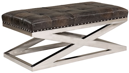 San Diego Ottoman - leather fudge