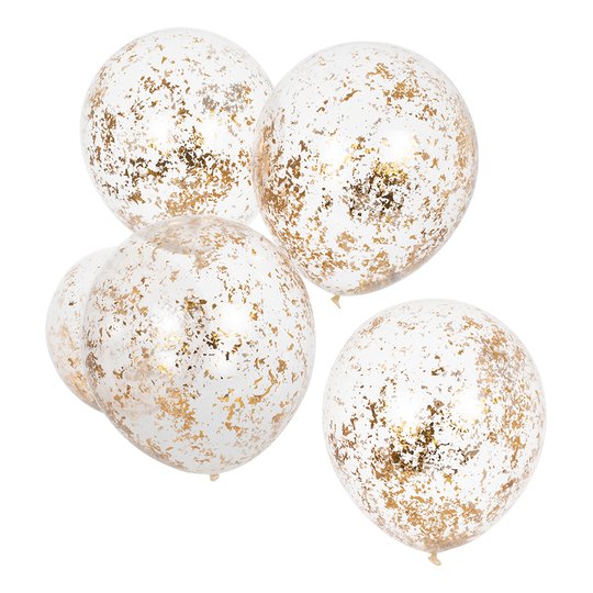 Konfettiballonger Guld/Transparent - 5-pack